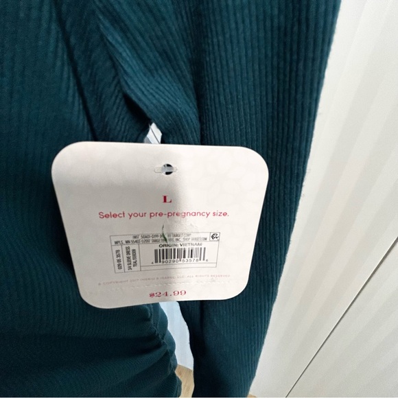 NWT Isabel Maternity by Ingrid and Isabel teal ribbed stretch vneck dress Size L - Picture 9 of 12